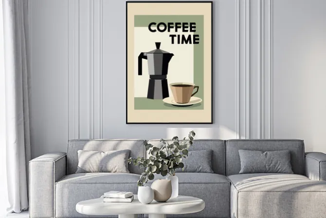Plakat: Coffee time ilustracja z kawą