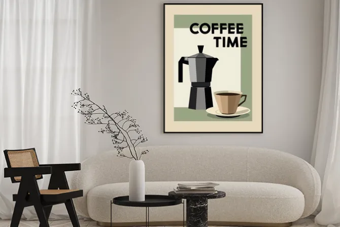 Plakat: Coffee time ilustracja z kawą