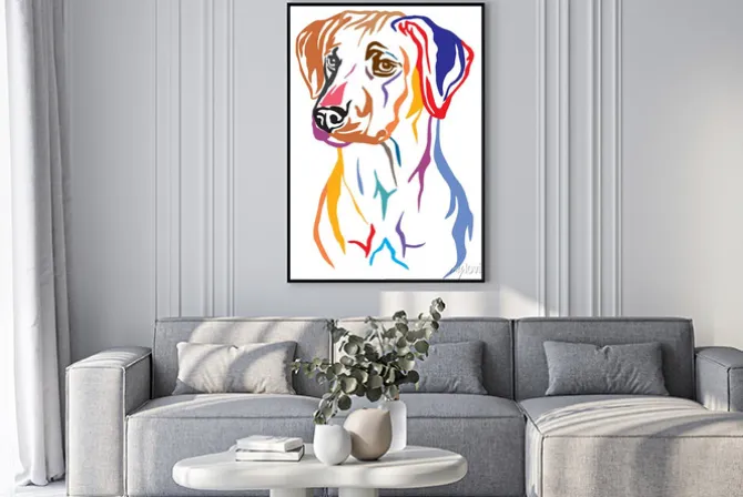 Plakat: Colorful decorative portrait of rhodesian ridgeback dog vector