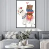 Plakat: Cute cartoon lama with bird