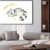 Plakat: Cute dreaming cartoon cartoon animal hand drawn watercolor illustration.