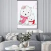 Plakat: Cute polar bear with scarf walking in the snow