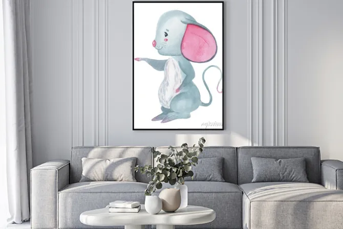 Plakat: Cute watercolor hand drawn christmas illustration for making