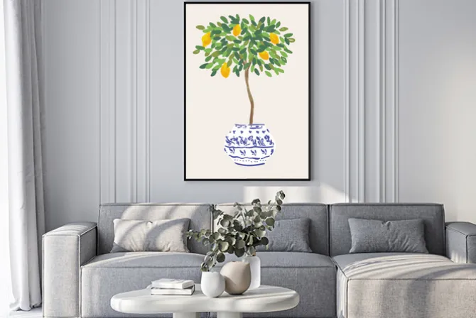 Plakat: Cytrusy na drzewie ilustracja