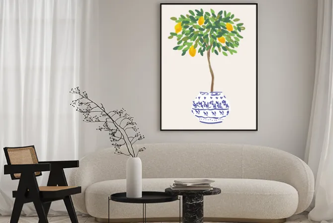 Plakat: Cytrusy na drzewie ilustracja