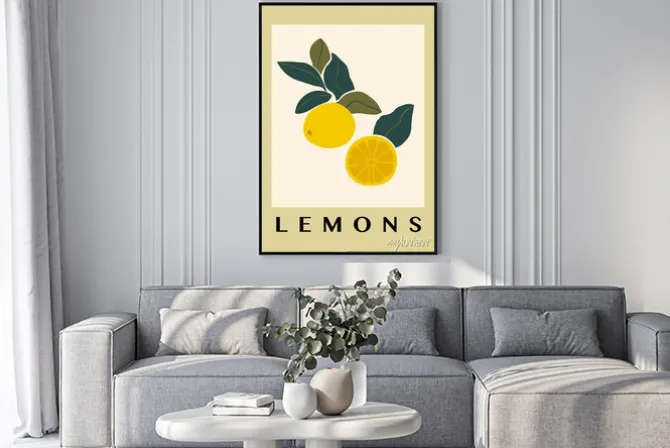 Plakat: Cytryny letnie owoce ilustracja