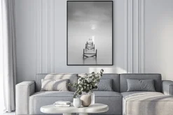 Plakat: Czarno-biały krajobraz drewniany pomost na morzu