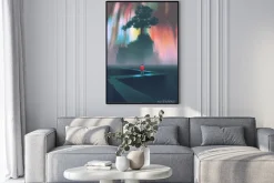 Plakat: Człowiek rozpocząć podróż na krętą drogę do wielkiego drzewa