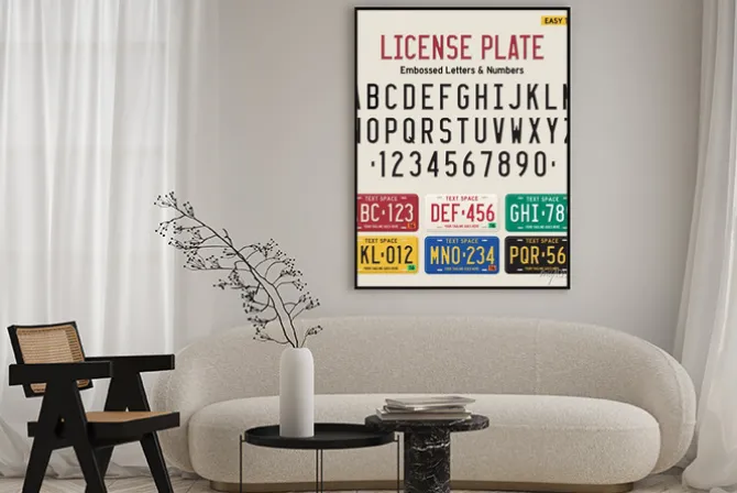 Plakat: 3d czcionki tablice rejestracyjne i tablice rejestracyjne zestaw