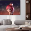 Plakat: 3d digital illustration of red-haired flower girl with big blue