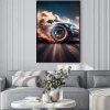 Plakat: 3d rendering , sport car raceing on race track , car wheel drifting