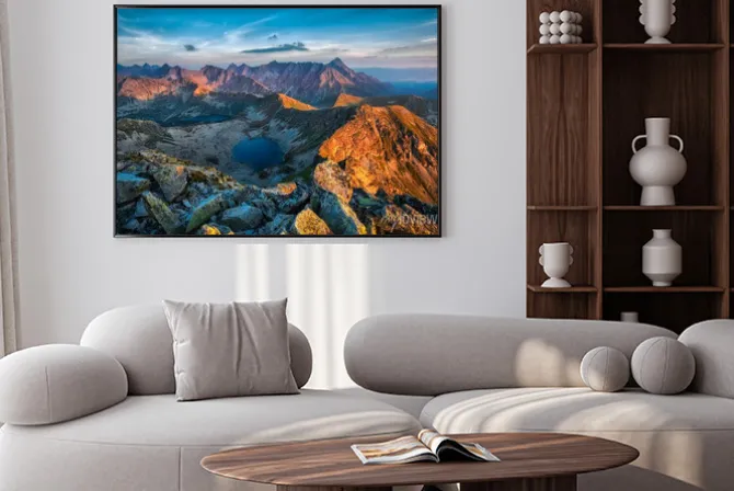 Plakat: Dolina pięciu stawów górski krajobraz z zachodem słońca