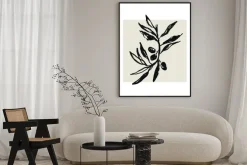 Plakat: Drzewo oliwne gałązka minimalizm