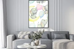 Plakat: Dziecięcy wzór ze słonikami