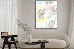 Plakat: Dziecięcy wzór ze słonikami