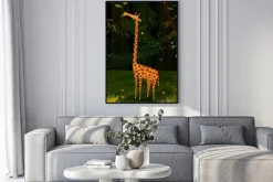 Plakat: Dzikie zwierz? t? yrafa w tle lasu d? ungli