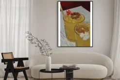 Plakat: Eleganckie koktajle z suszoną cytryną i delikatnymi kwiatami