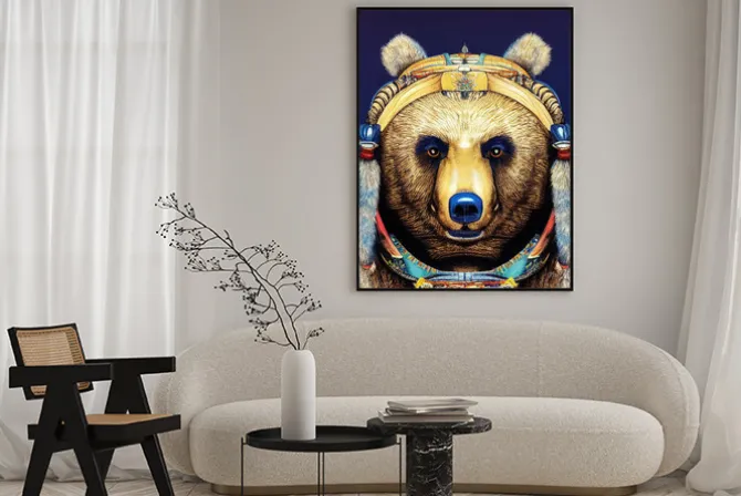 Plakat: Ethnic animal. tribal patterned bear. bear head. hand drawn illustration
