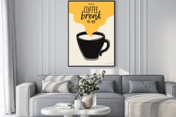 Plakat: Filiżanka kawy z napisem coffee break w stylu plakatowym