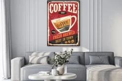 Plakat: Filiżanka z kawą w stylu plakatu retro