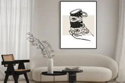 Plakat: Filiżanki kawy abstrakcyjna grafika