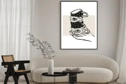 Plakat: Filiżanki kawy abstrakcyjna grafika