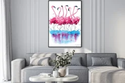 Plakat: Flamingi akwarela