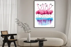 Plakat: Flamingi akwarela