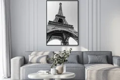 Plakat: Fototgrafia czarno-biała wieża eiffla