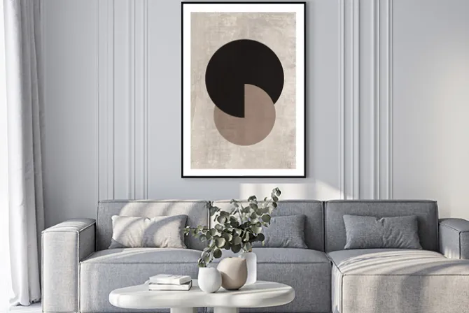 Plakat: Geometryczne kształty na teksturowym tle