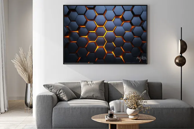 Plakat: Geometryczne tło 3d w sześciokąty