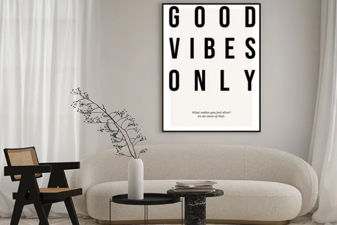 Plakat: Good vibes only typografia