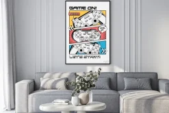 Plakat: Grafika kontrolera do gier w komiksowym stylu