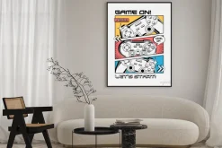 Plakat: Grafika kontrolera do gier w komiksowym stylu