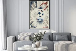 Plakat: Granatowa piłka nożna i napisy