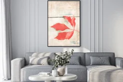 Plakat: Grungy tła z czerwonym liściem