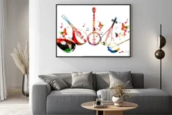 Plakat: Grupa instrumentów muzycznych z motyli