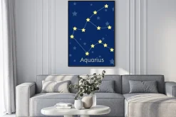 Plakat: Gwiazdozbiór zodiakalny wodnik woda z gwiazd w kosmosie. vector