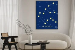 Plakat: Gwiazdozbiór zodiakalny wodnik woda z gwiazd w kosmosie. vector