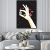 Plakat: Hand holding earth. planets in space. save world. world earth