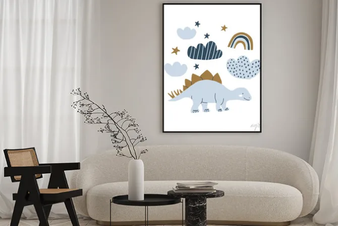 Plakat: Handdrawn dinosaur scandinavian style illustration