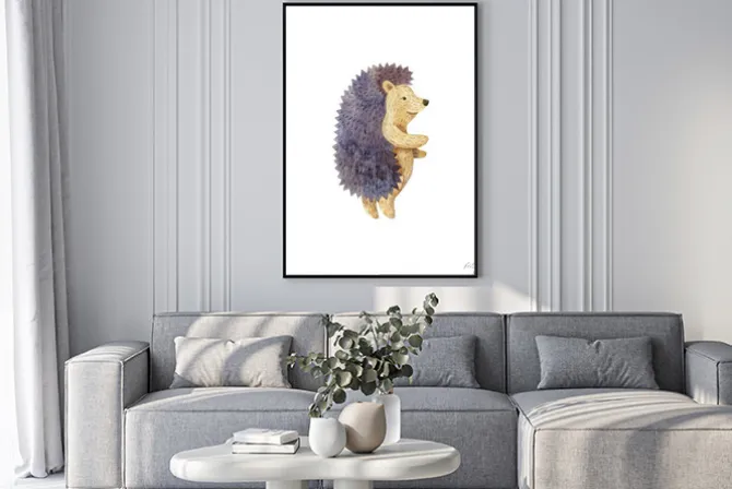 Plakat: Hedgehog isolated on white background. woodland animal. childish