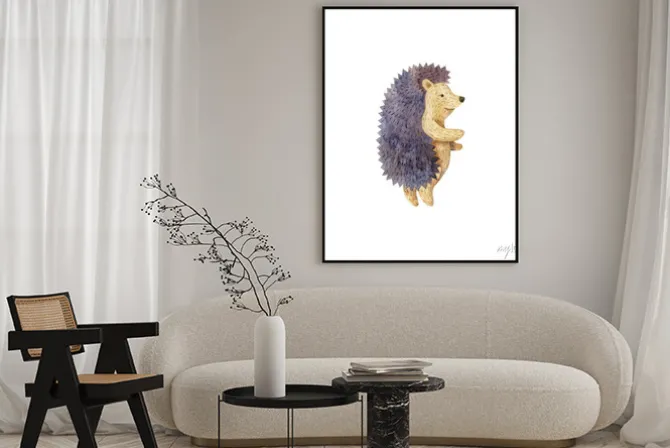 Plakat: Hedgehog isolated on white background. woodland animal. childish