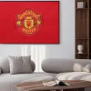 Plakat: Herb klubu manchester united na czerwonym tle
