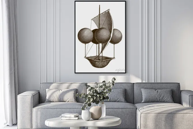 Plakat: Historic flying ship, an aeronautic machine by francesco lana