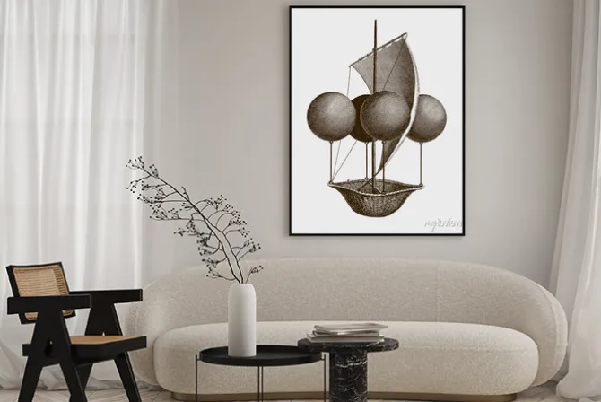 Plakat: Historic flying ship, an aeronautic machine by francesco lana