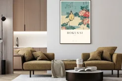 Plakat: Hokusai ptak na gałęzi z kwiatami