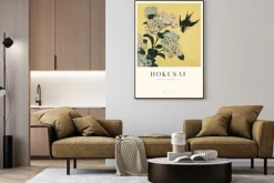 Plakat: Hokusai reprodukcja hortensja i jaskółka