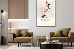 Plakat: Hokusai reprodukcja różowe kwiaty