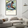 Plakat: Hokusai wodospad i yoshitsune myjący swojego konia